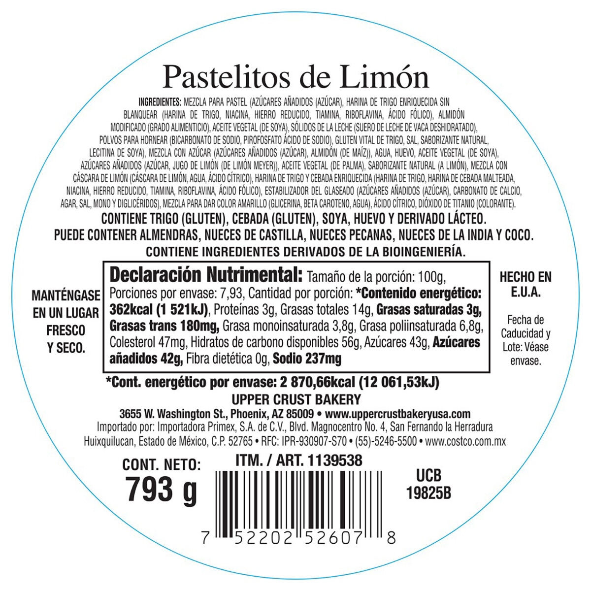 Upper Crust Bakery Mini Bocados Sabor Limón 793 g