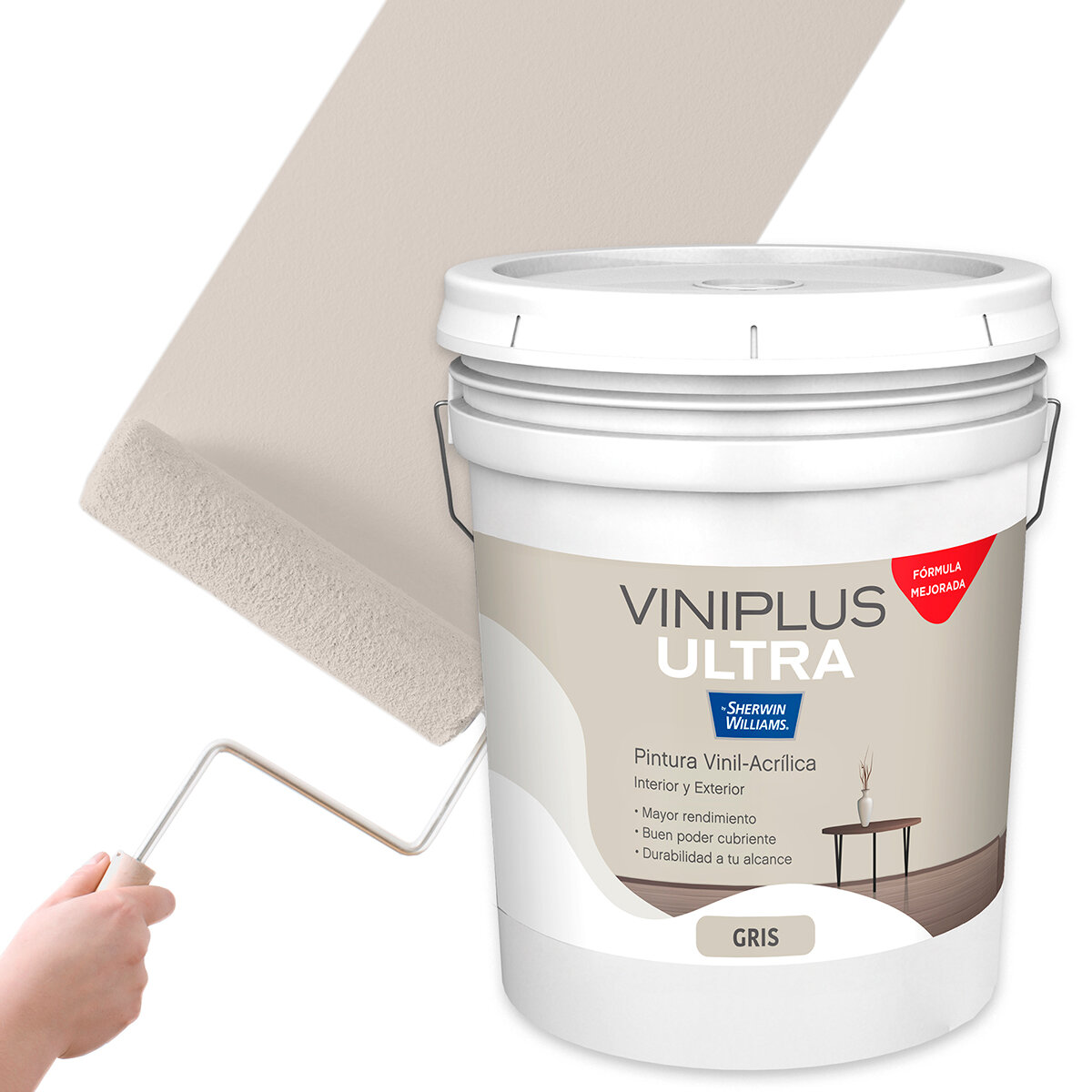 ViniPlus, Pintura Gris Viníl-Acrílica, 19L