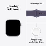 Apple Watch Series 11 (GPS) 42mm Aluminio Plata + Correa Deportiva Morado Niebla - Talla S/M Apple Watch Series 11 (GPS) 42mm Aluminio Plata + Correa Deportiva Morado Niebla - Talla S/M