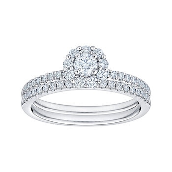 Anillo de Novia, 0.60ctw Diamantes, Oro Blanco 14K