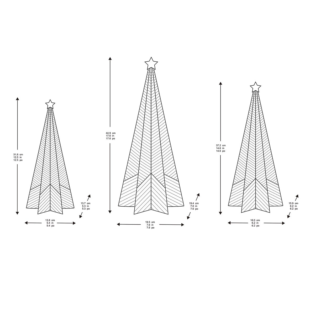 Árboles Navideños, 3 Piezas