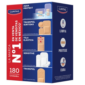 Curitas Adhesivas Caja con 180 Curitas