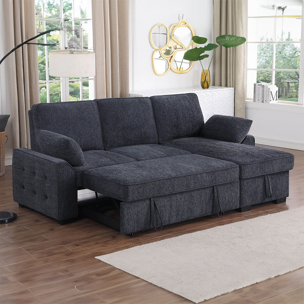 Montbrook Home, Mackenzie, Sofá Cama Seccional con Mesa Desplegable y Almacenamiento