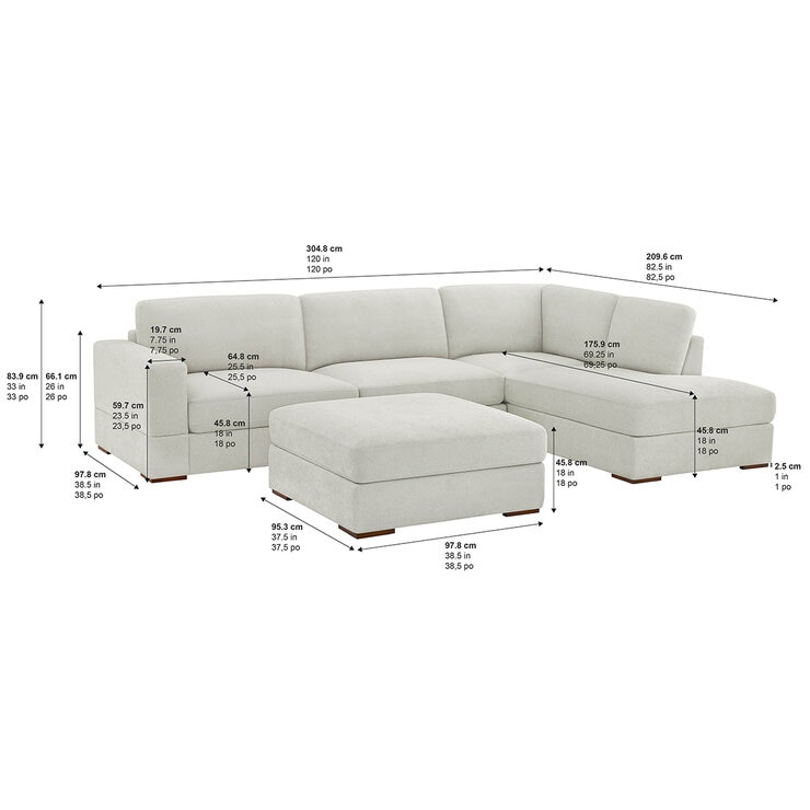 Thomasville, Seccional de Tela de 3 Piezas con Otomano