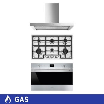 Smeg Combo de Campana de 90cm + Parrilla de Gas de 6 Quemadores + Horno de Gas de 90cm Smeg Combo de Campana de 90cm + Parrilla de Gas de 6 Quemadores + Horno de Gas de 90cm