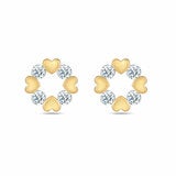 Aretes de Diamantes 0.30ctw con Corazones, Oro Amarillo 14K