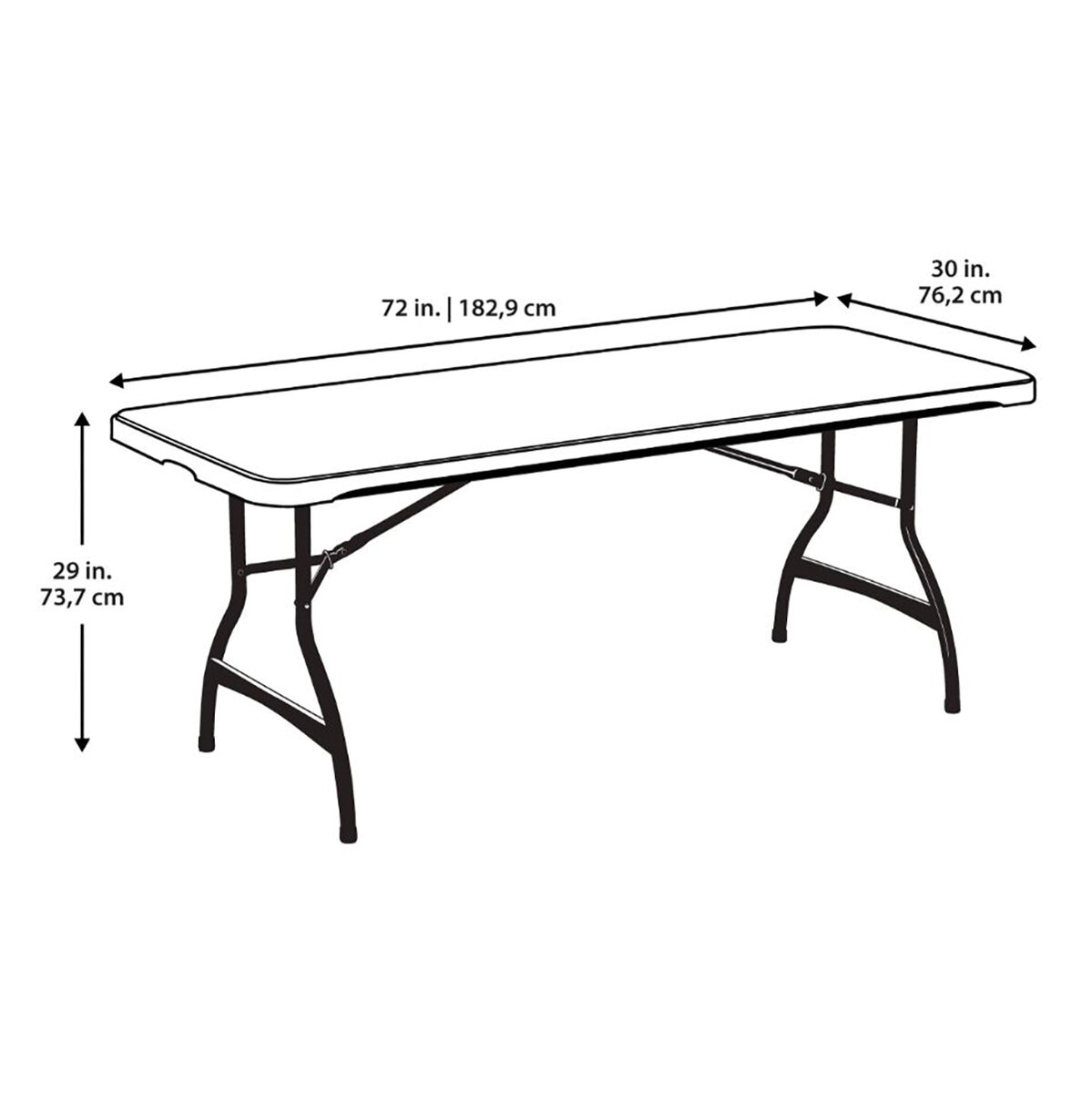 Lifetime, Mesa Plegable 1.82 metros, Color Negro