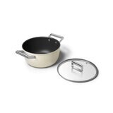 Smeg Olla de 24cm con Tapa de Cristal blanco