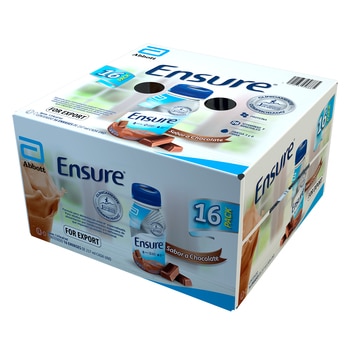 Suplemento Alimenticio para Adultos Sabor Chocolate, Ensure, 16 botellas de 237 ml c/u