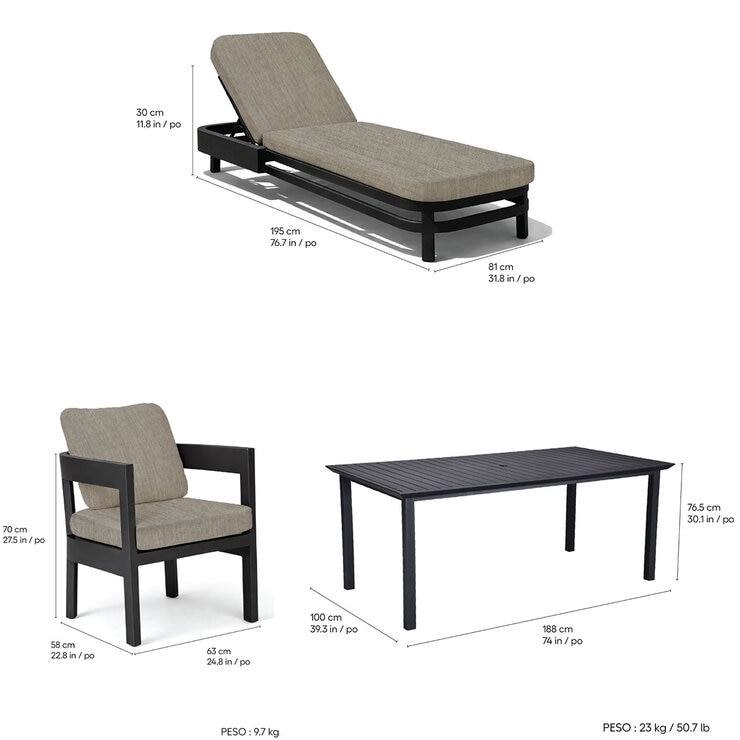 MoDe Living, Sanford Estate Colección de Patio, 15 piezas