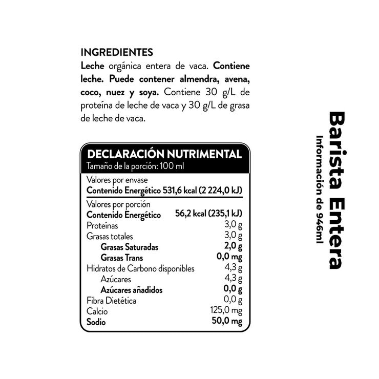 Bové Barista Leche Entera 6 pzas de 946 ml