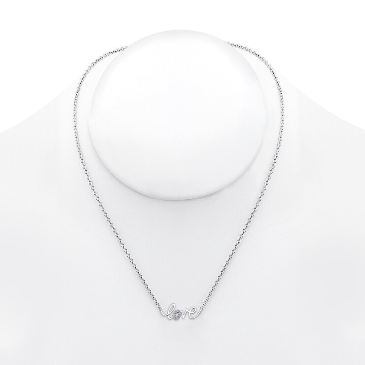 Dije de 'Love' de Diamantes, 0.05ctw, Oro Blanco 14K Dije de 'Love' de Diamantes, 0.05ctw, Oro Blanco 14K