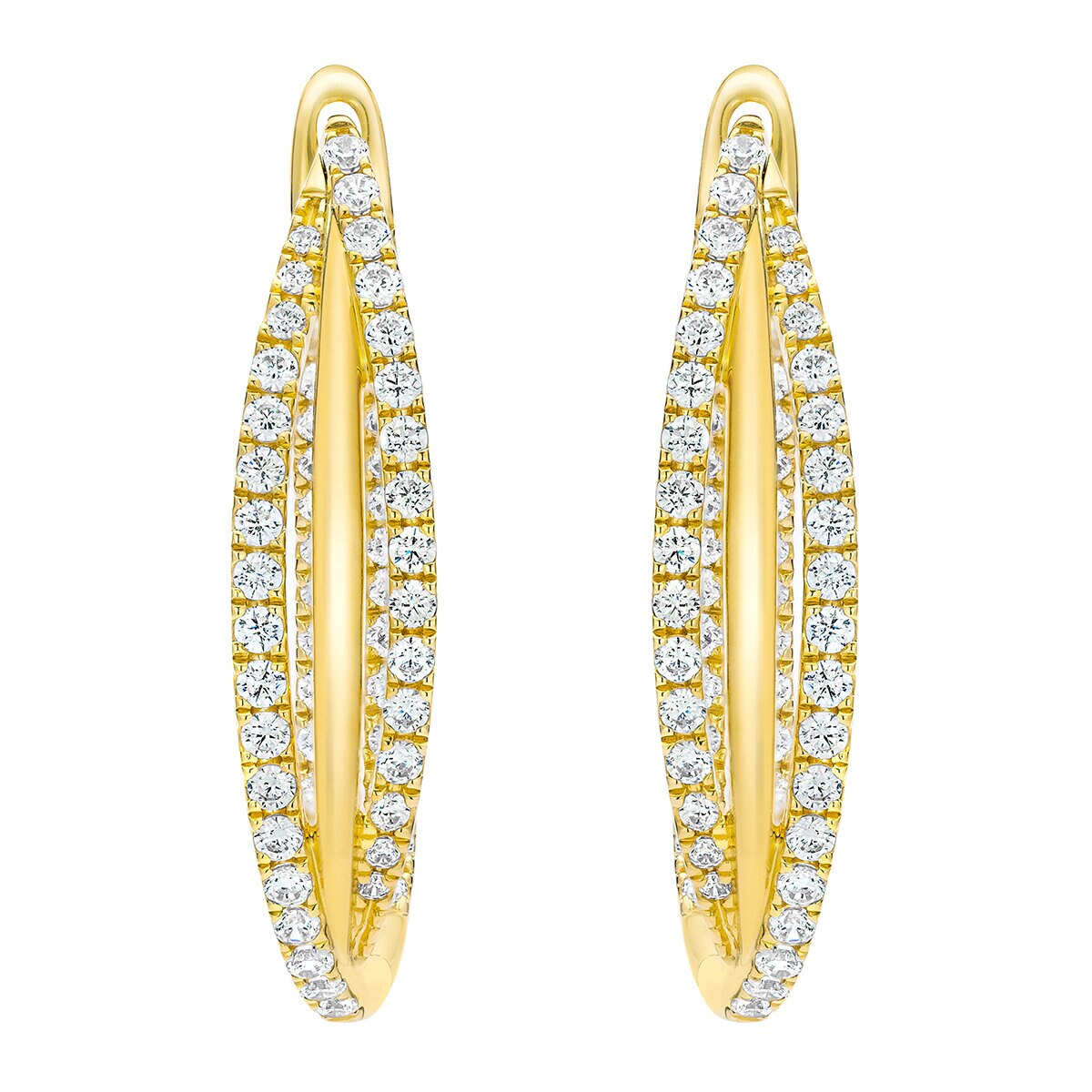 Aretes de Diamantes, 1.00ctw, Oro Amarillo de 14K