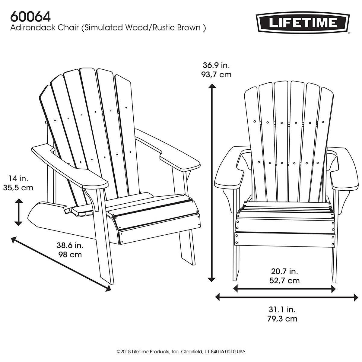 Lifetime silla Adirondack para exterior