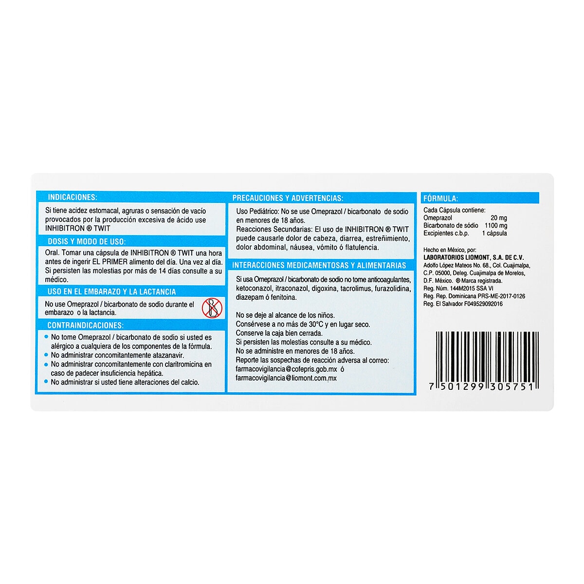 Inhibitron Twit 20mg/1100mg 30 Cápsulas