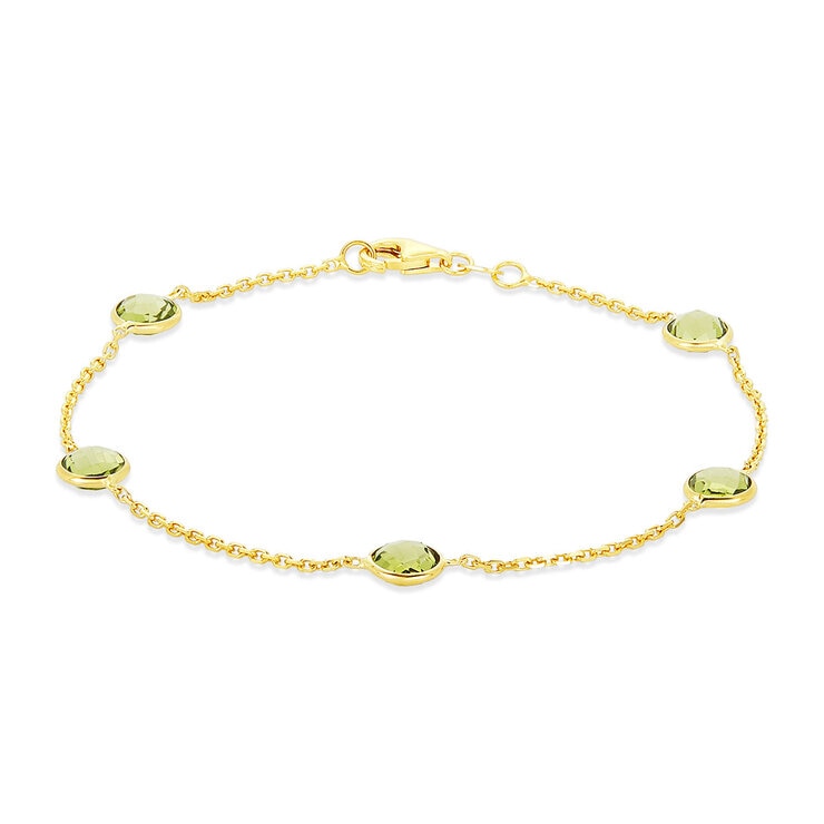 Pulsera de Peridoto, Oro de 14K Pulsera de Peridoto, Oro de 14K