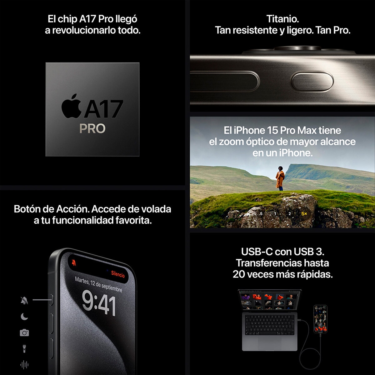 Apple iPhone 15 Pro Max 256GB Titanio Blanco 