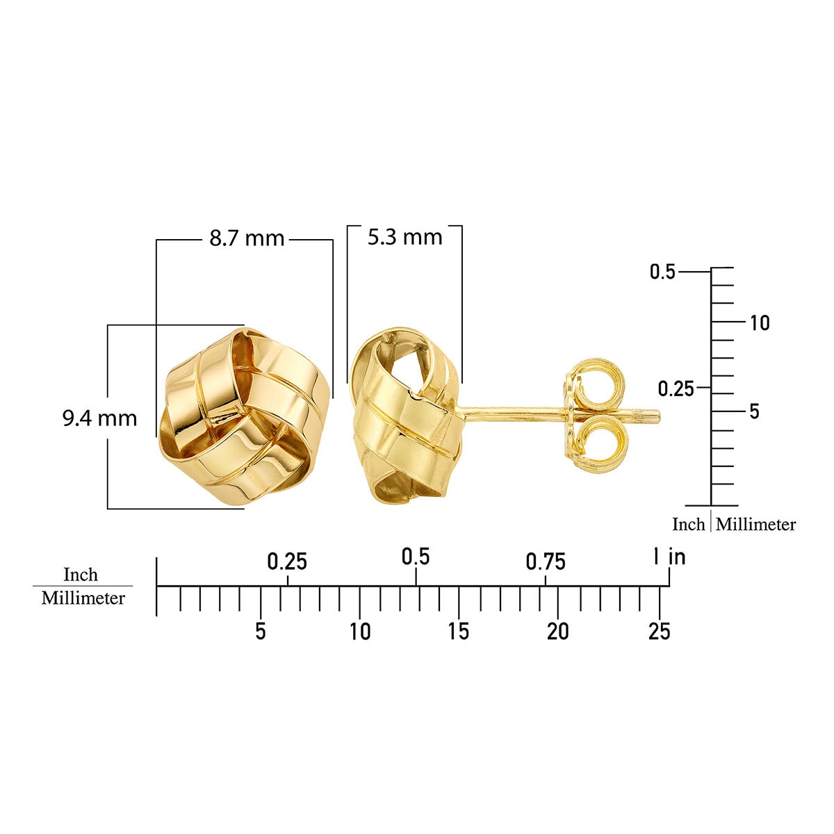 Aretes, Oro Amarillo 14K, Love Knot