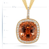 0.65ctw, Collar de Turmalina Naranja y Diamantes, Oro Amarillo de 18kt