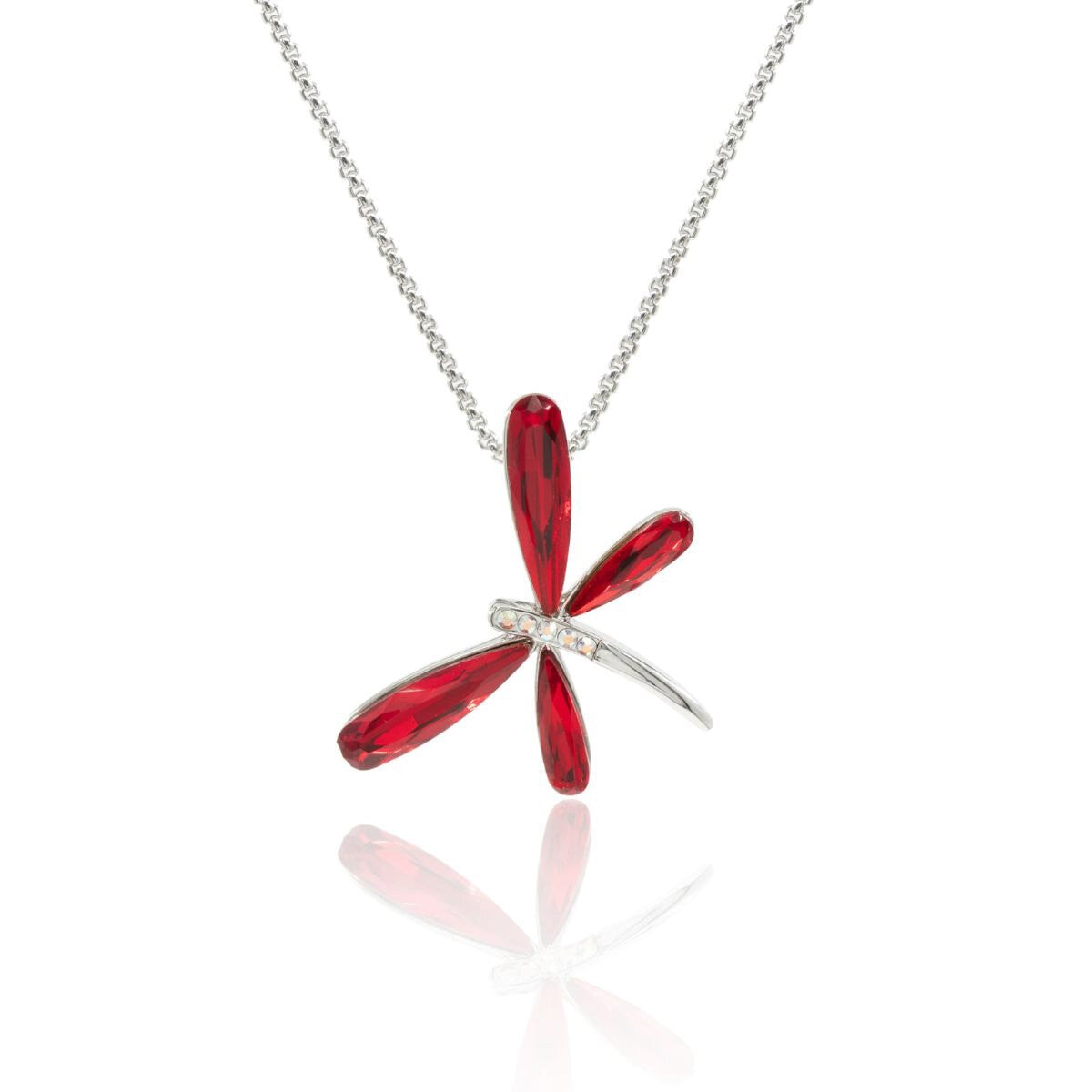 Mayfer, Cadean con Dije de Libélula, Con Cristal Austriaco Color Rojo