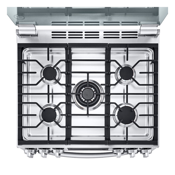 LG Combo Estufa de Gas 5 quemadores 76 cm y Campana de Pared 90 cm