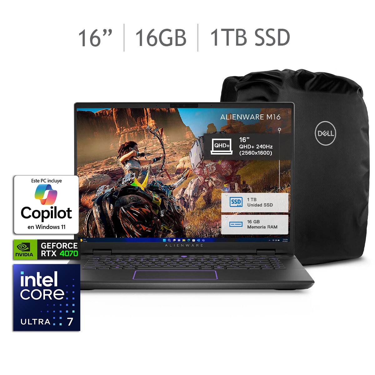 DELL Alienware Gaming NB M16 R2 Laptop 16" Quad HD Intel Core Ultra 7 16GB 1TB SSD + Mochila