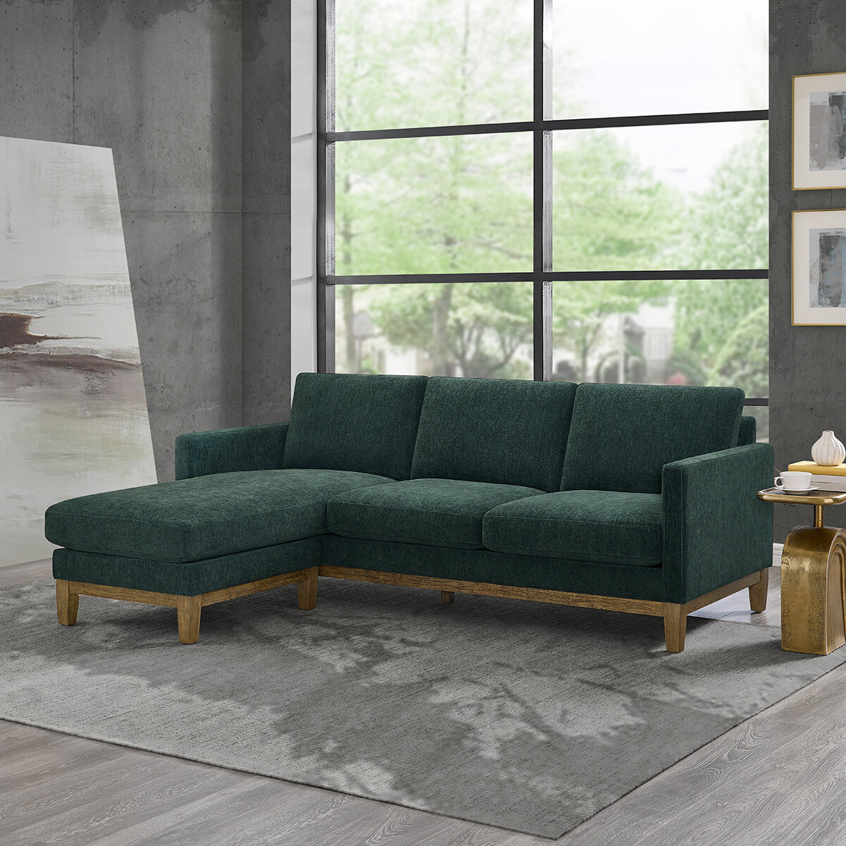 Henredon, Sofá Reversible De Tela Estilo Chaise