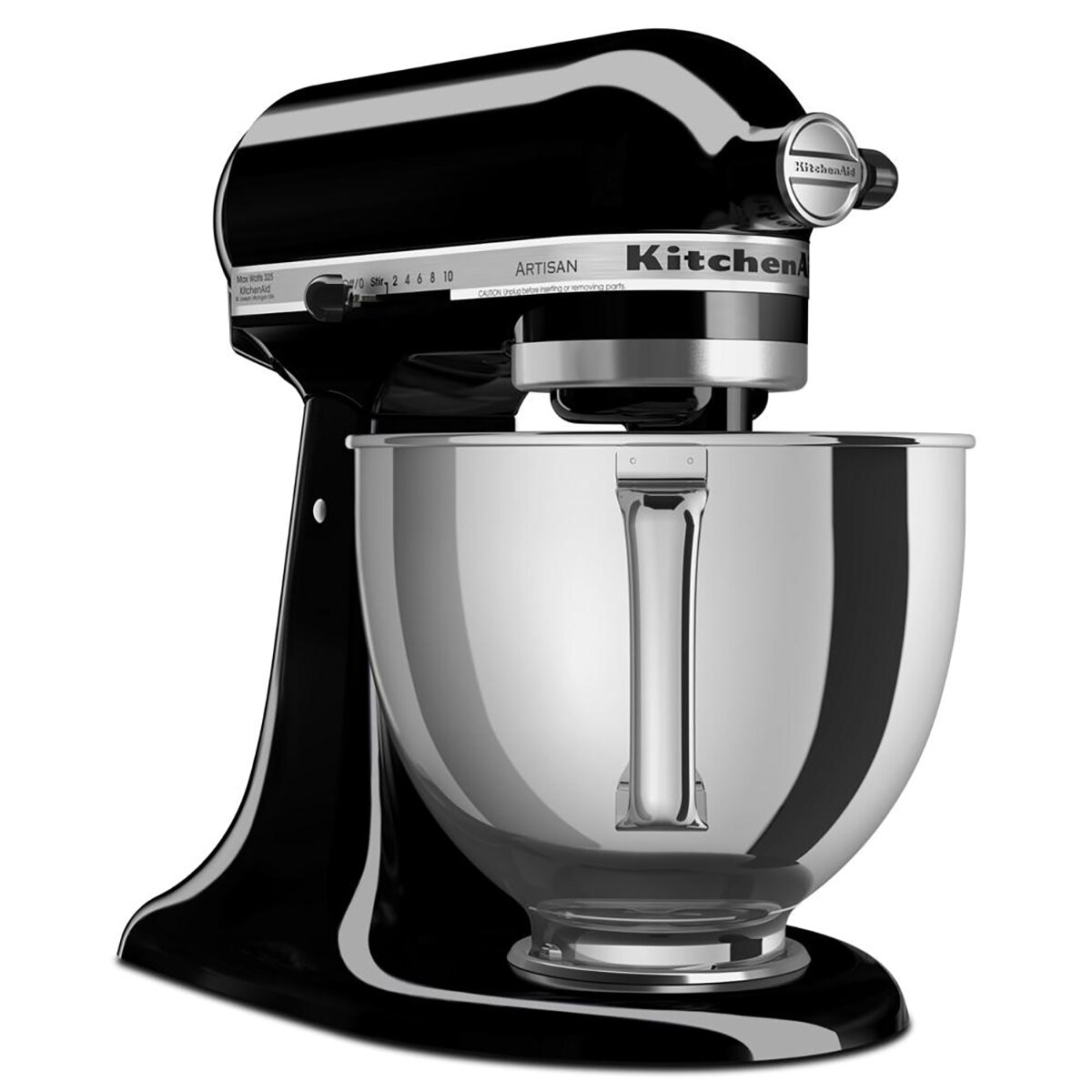 KitchenAid, Batidora Artisan Negro, Tazón de acero inoxidable pulido con asa, 4.7 L
