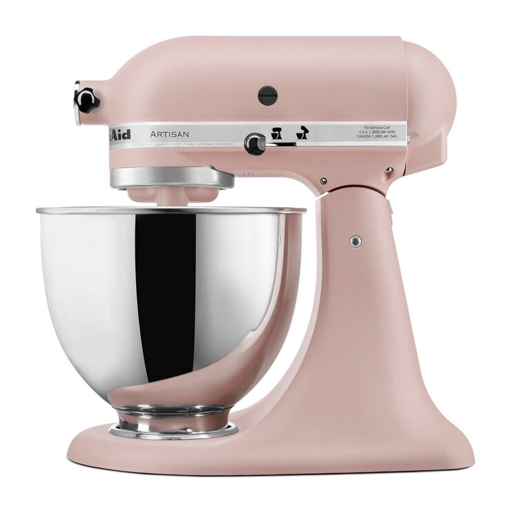 KitchenAid, Batidora Artisan Rosa, Tazón de acero inoxidable pulido con asa, 4.7 L