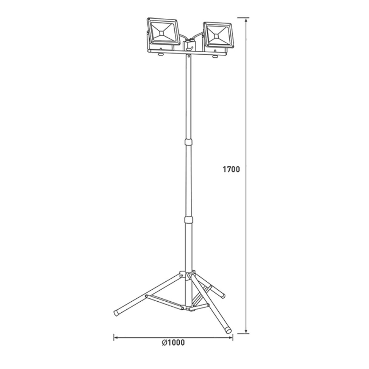 Luceco, Lámpara de Trabajo LED con Tripié y Doble Cabezal - 30W