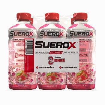 Suerox Bebida Hidratante 6 piezas de 630 ml Sabor Fresa-Kiwi