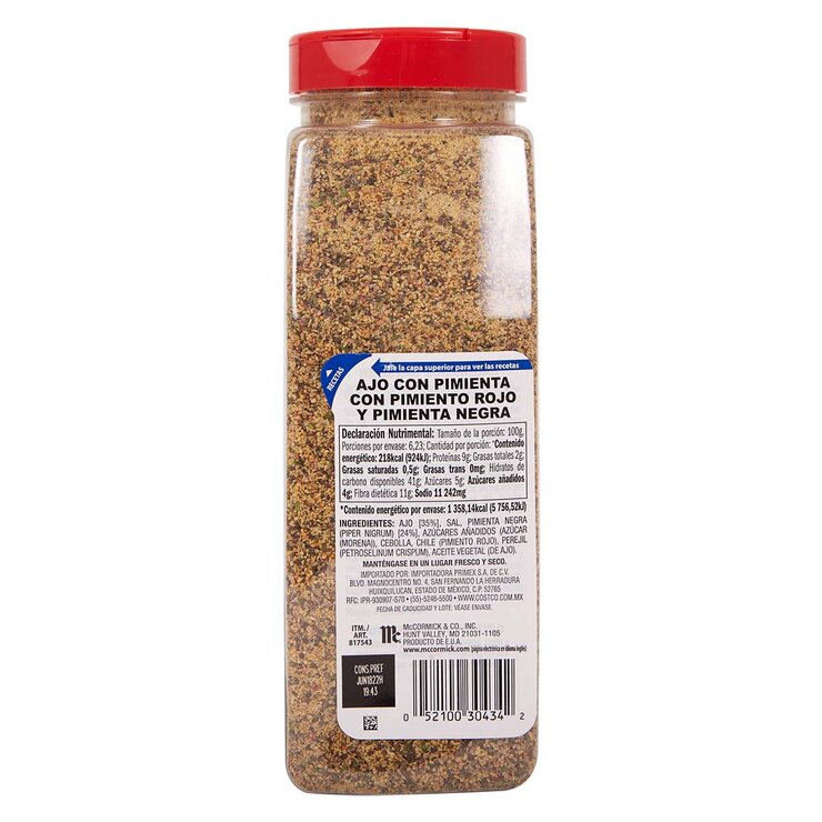 McCormick Ajo con Pimienta con Pimiento Rojo y Pimienta Negra 623 g