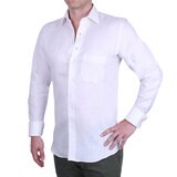 Emporio Colombo, Camisa de Lino para Caballero Corte Regular/Slim en Varias Tallas, Color Hueso