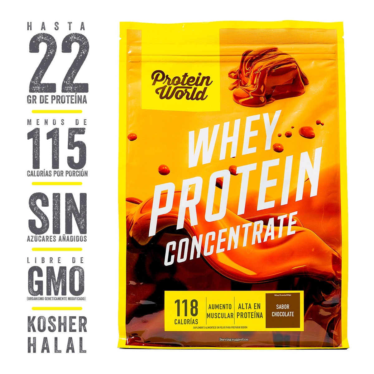 Protein World Whey Proteína en Polvo Sabor Chocolate 900 g