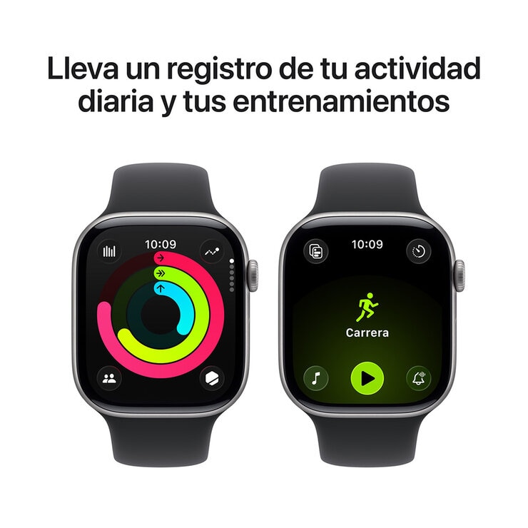 Apple Watch Series 11 (GPS) 46mm Aluminio Gris Espacial + Correa Deportiva Negra - Talla M/L
