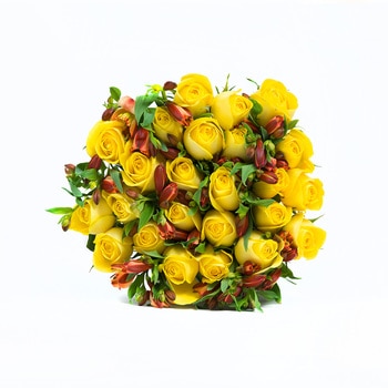 Chiltepec, Bouquet de Rosas y Alstromelias Amarillas