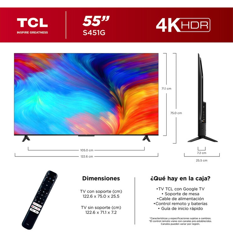 TCL Pantalla 55" 4K UHD Google TV
