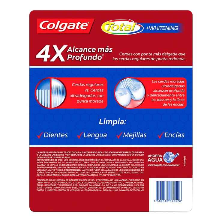 Colgate Cepillos de Dientes Total Whitening 8 pzas