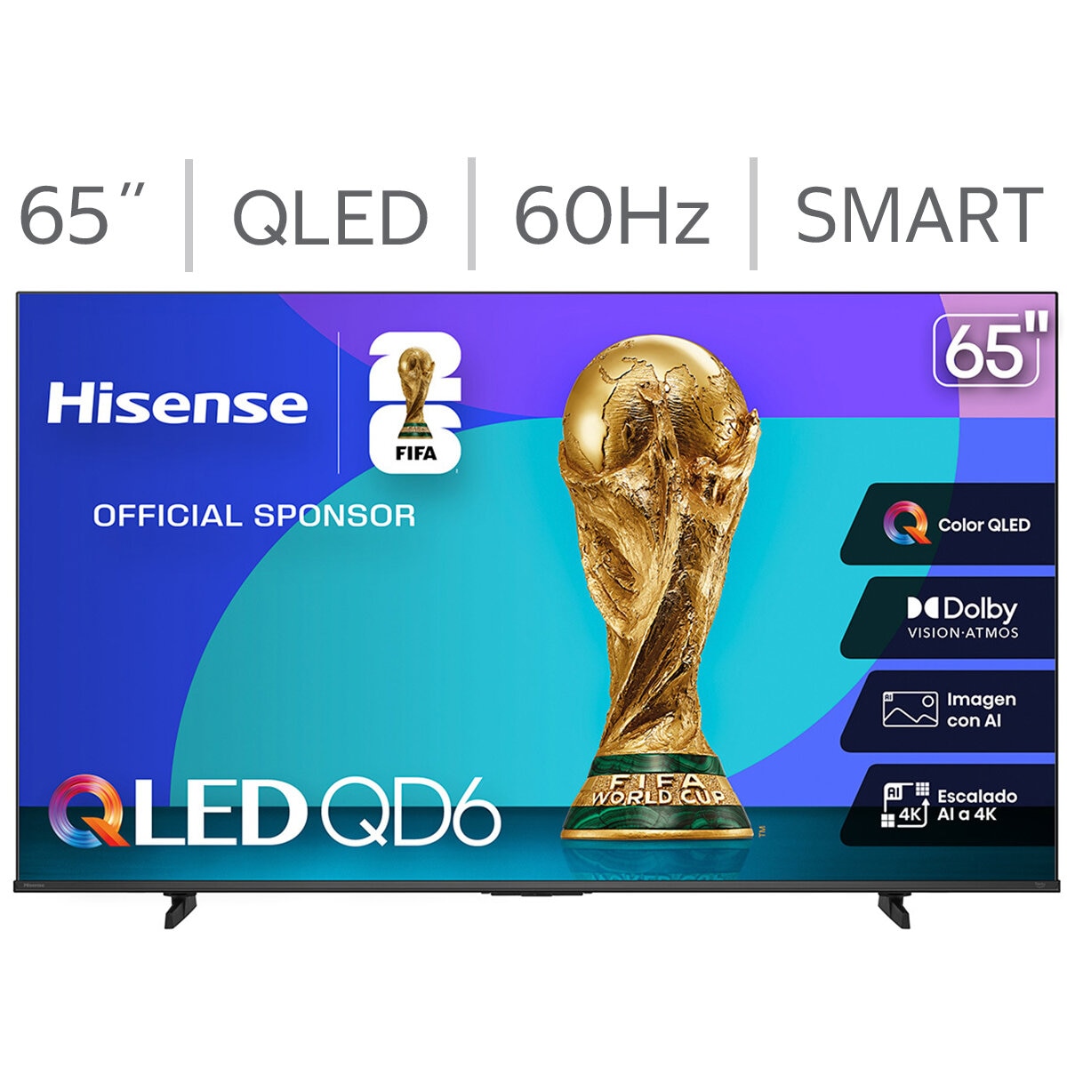 Hisense Pantalla 65" QLED 4K Smart TV