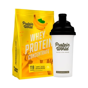 Proteína en Polvo Sabor Plátano, Protein World Whey, 900 g