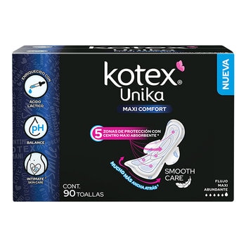 Kotex Unika Maxi Comfort Toalla Femenina 90 pzas