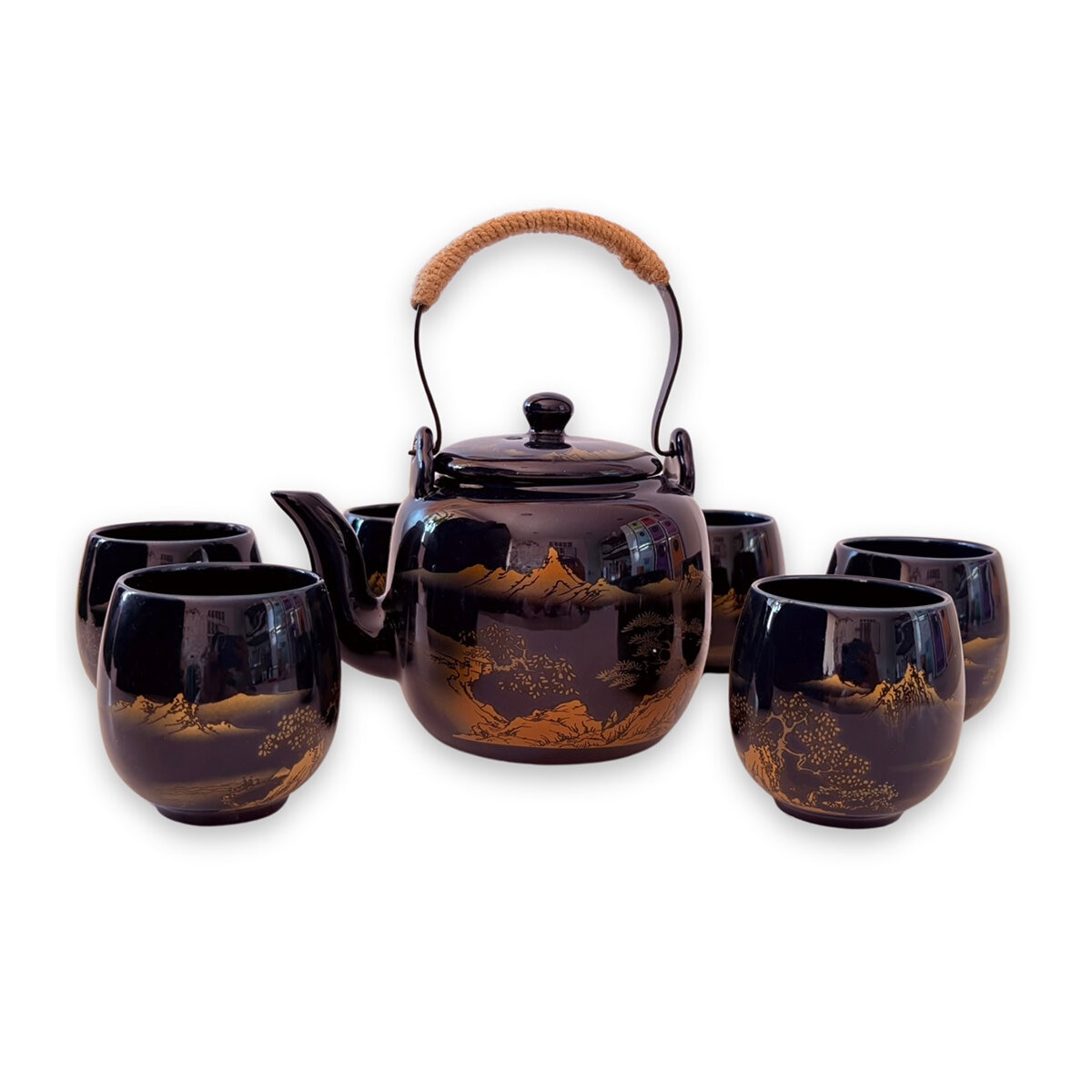 Zoma Tea Collection Juego de Tetera de Porcelana de 820 ml con 6 tazas y 2 sobres de té