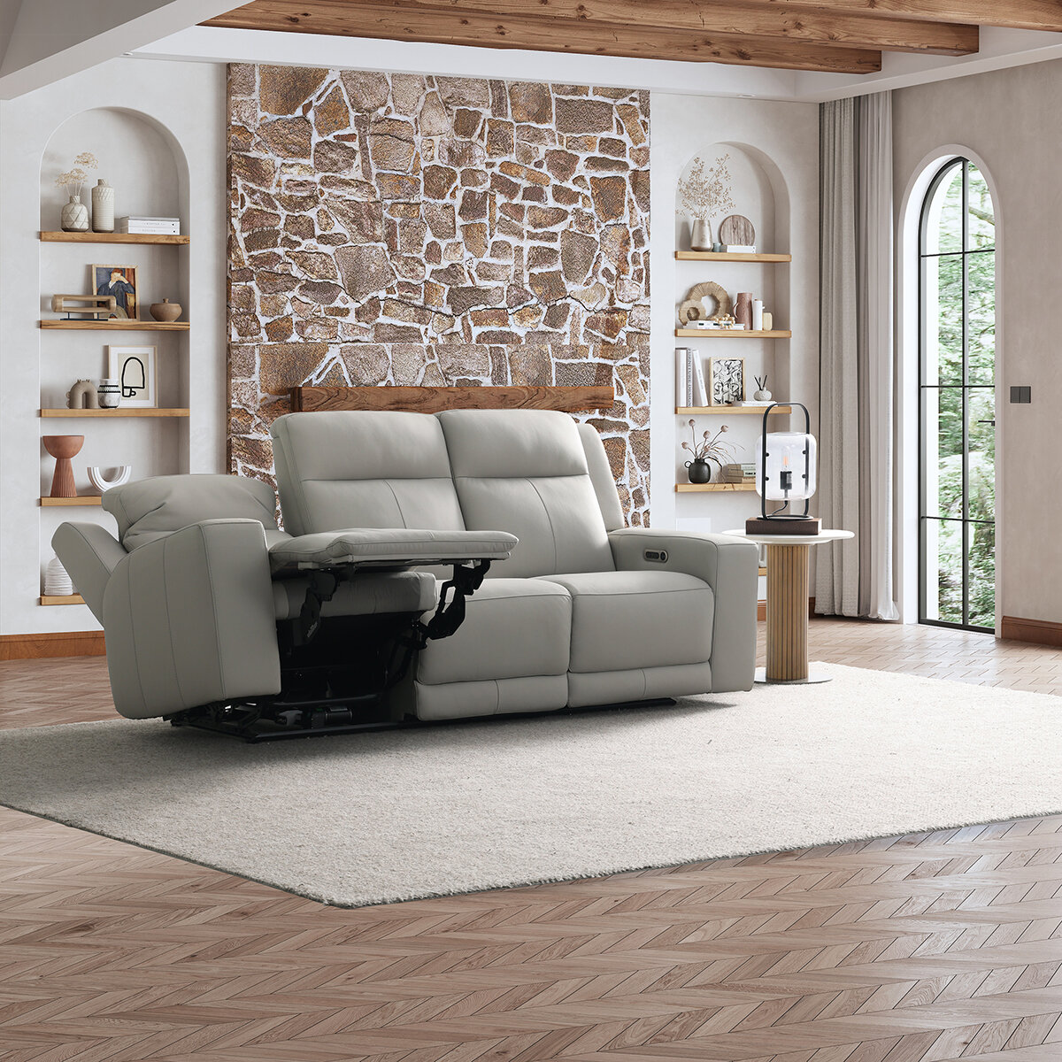 Simon Li Furniture, Sofá Reclinable de Piel con Sistema Eléctrico