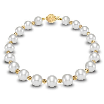 Pulsera de Perlas Cultivadas, Oro Amarillo de 14K, 19.05cm