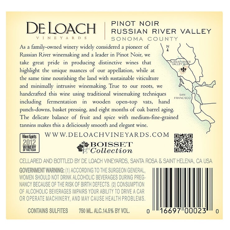 Vino Tinto De Loach Russian River 750ml Vino Tinto De Loach Russian River 750ml