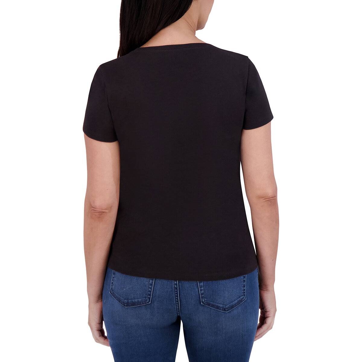 DKNY Playera para Dama Negro Extra Chica