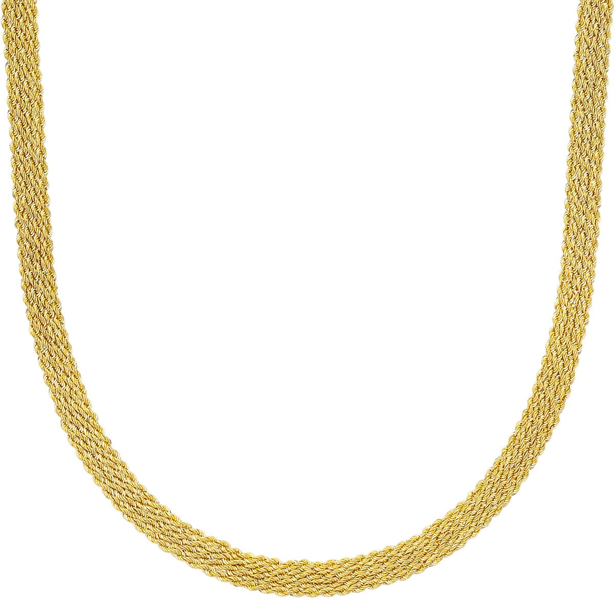 Cadena de Cuerda Cuadruple para Dama, Oro Amarillo 14K, 45.72cm