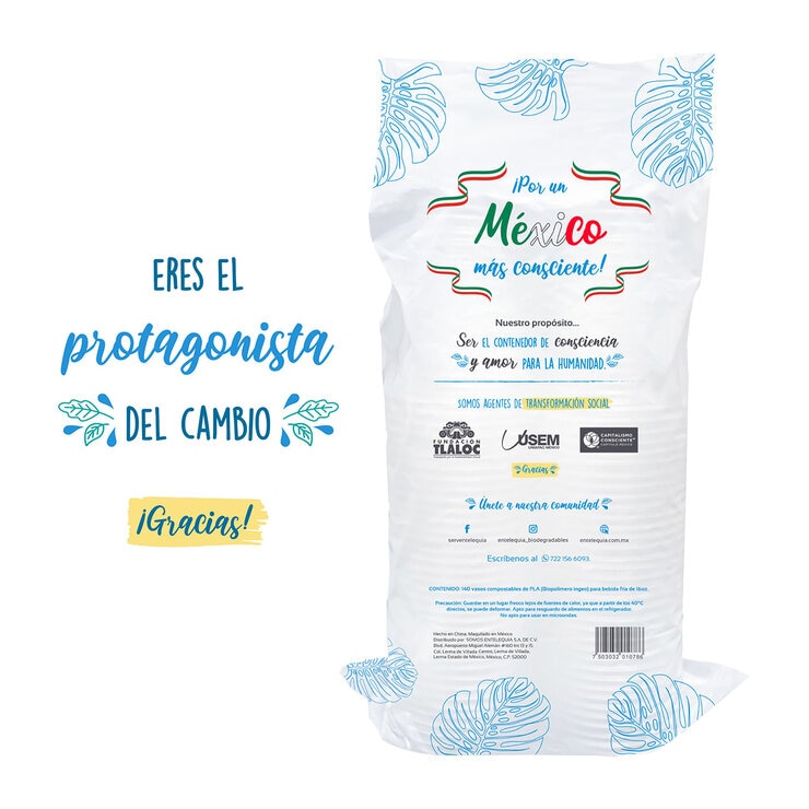 Entelequia Vasos Compostables 140 pzas de 473 ml Entelequia Vasos Compostables 140 pzas de 473 ml