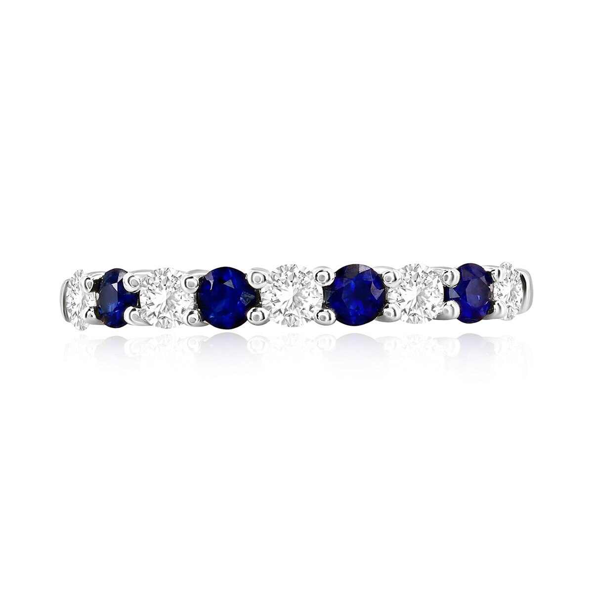 Anillo de Zafiro Azul y Diamantes 0.40ctw, Roro Blanco de 14k Anillo de Zafiro Azul y Diamantes 0.40ctw, Roro Blanco de 14k