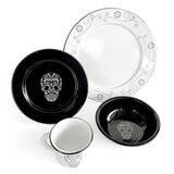 Baro Industrial, Vajilla Peltre, Diseño Calavera, 16 piezas
